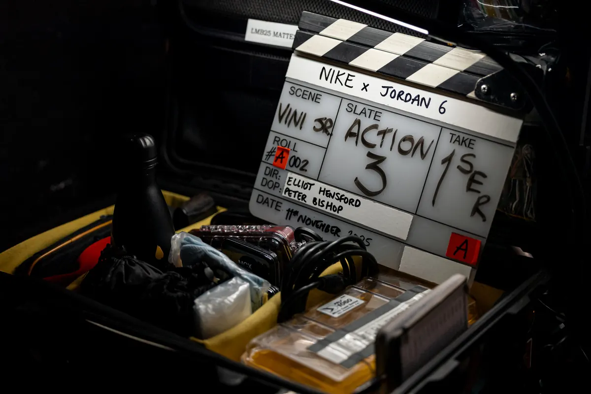 Clapperboard for the Nike x Jordan shoot