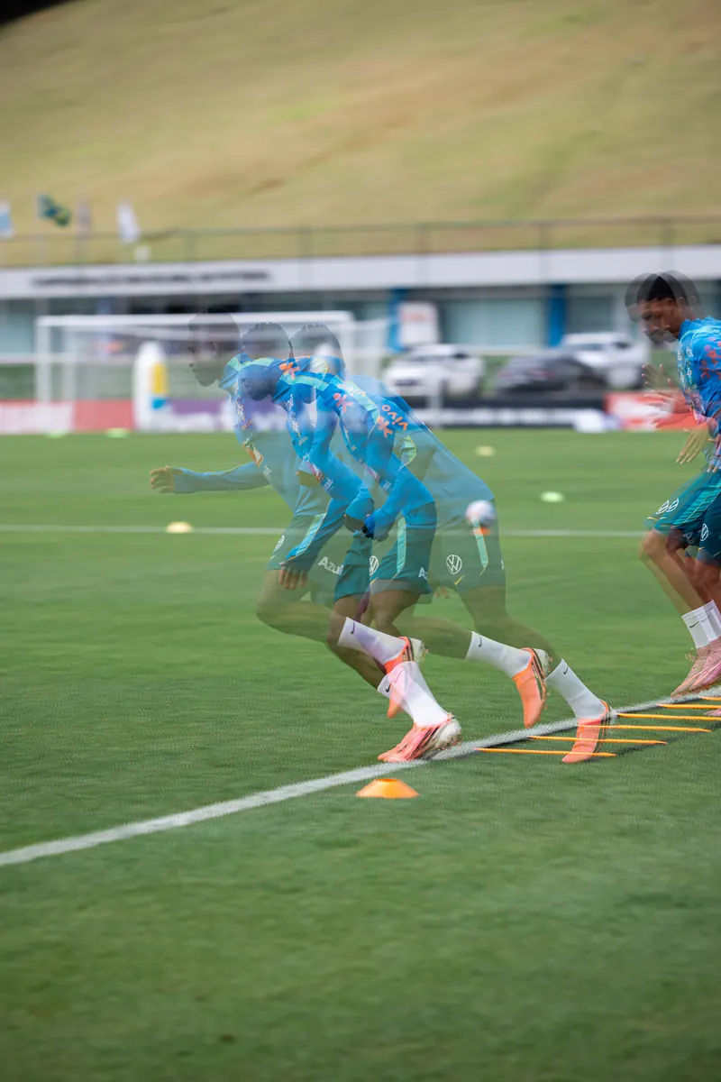 Multiple exposure of a player sprinting through a drill