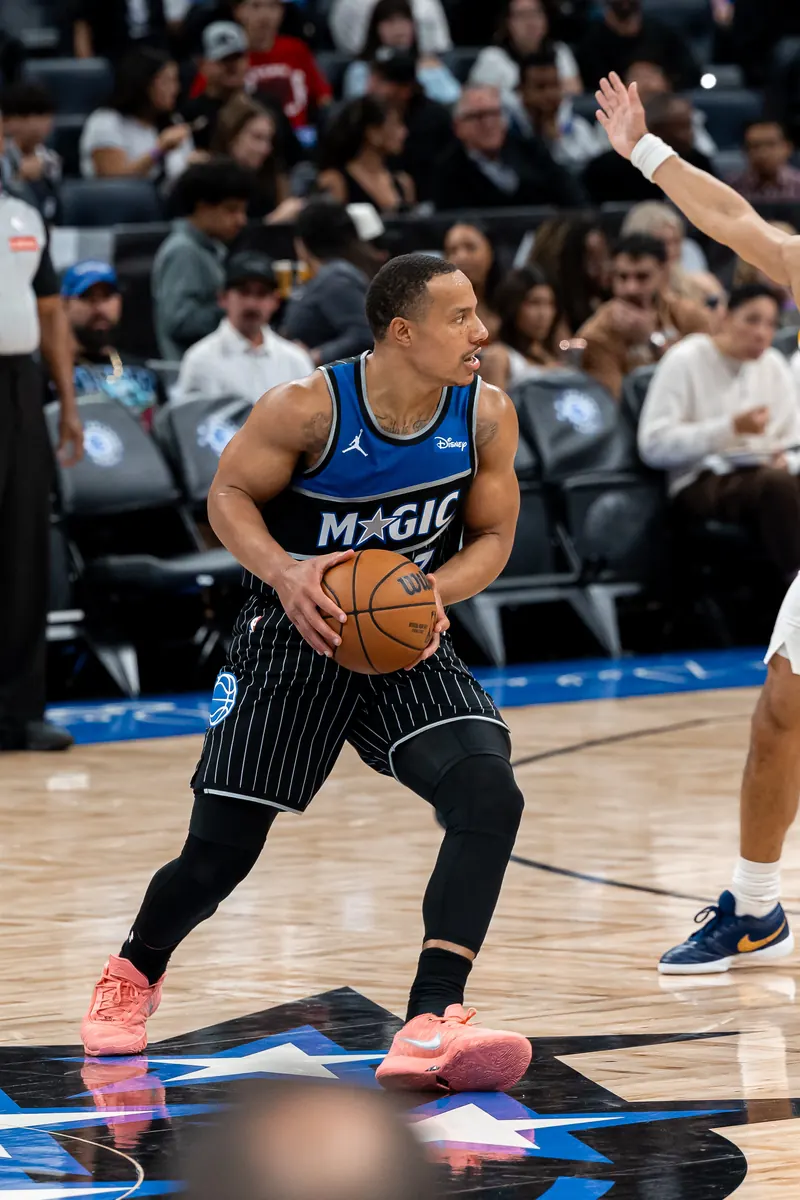 Orlando Magic player sizing up the defense