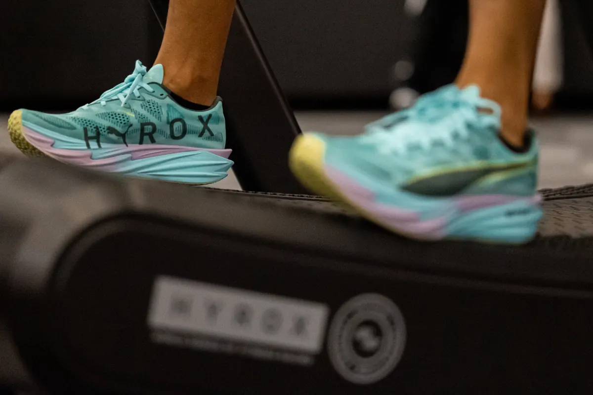 Puma Hyrox shoes on a sled